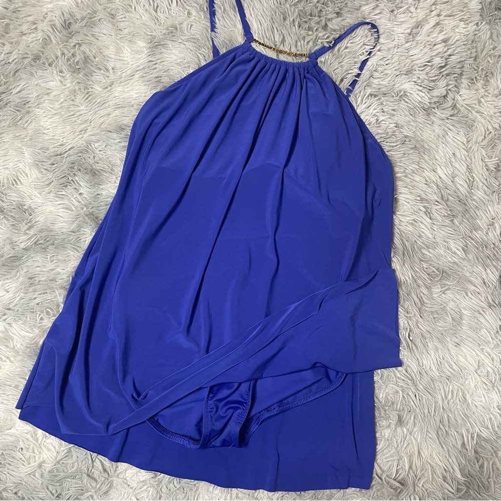 Magicsuit Miraclesuit One Piece Swim Dress Slimming A Lister Blue Gold Accent 16 - Picture 2 of 7